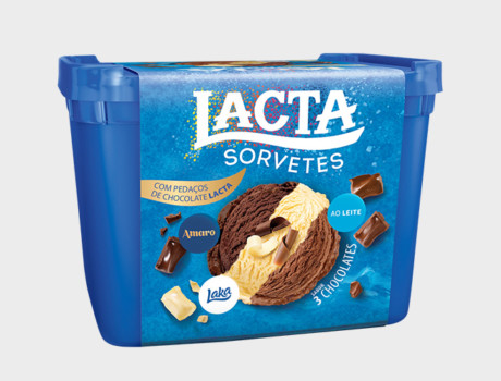 Sorvete Lacta 3 Chocolates Pote 1,5L