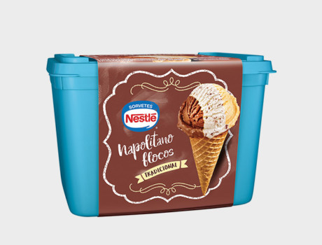 Sorvete Nestlé Napolitano Flocos Tradicional Pote 1,5L